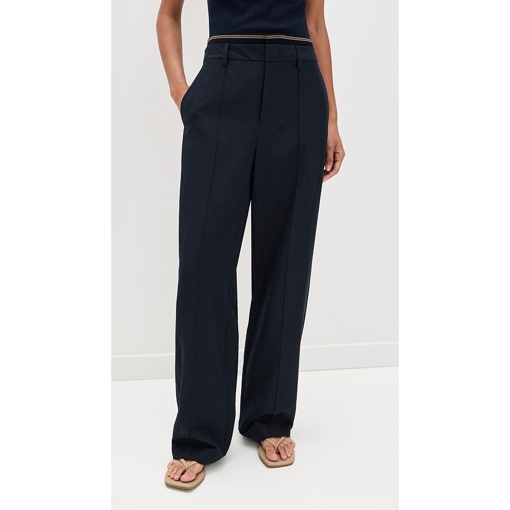 WAYF Wide Leg Tailored‎ Pants Black High Rise Slacks Minimalist Size S